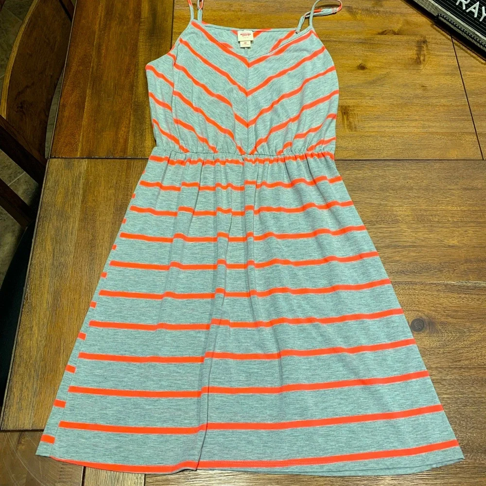Grey and orange summer dress - Picture 1 of 2